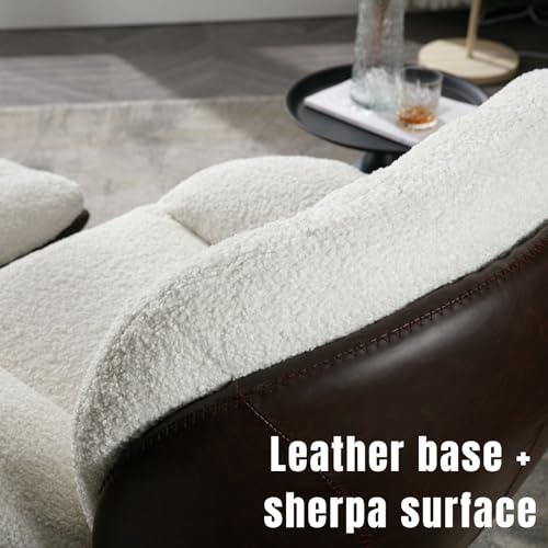 White Swivel Accent Chair with Ottoman Y562