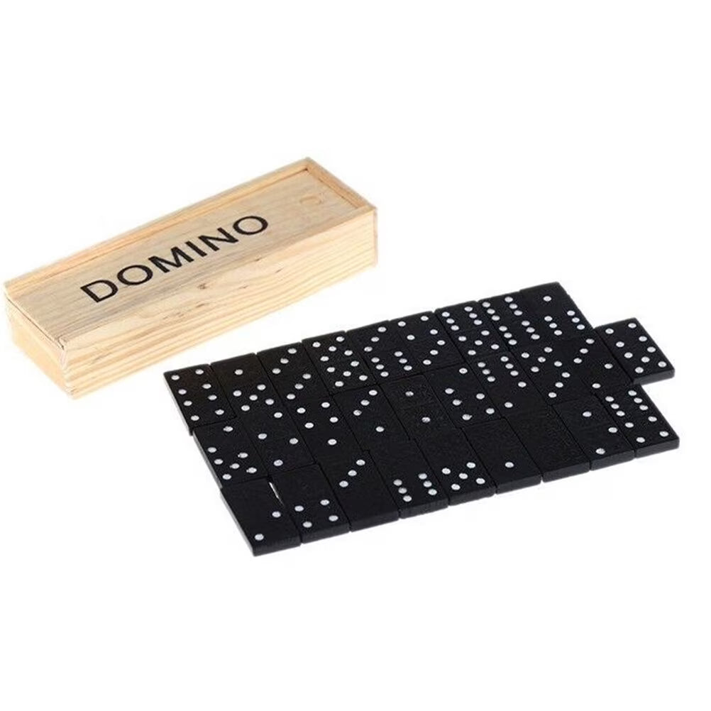 Black Wooden Domino Blocks Set Stacking Toy Blocks Board Games R42139
