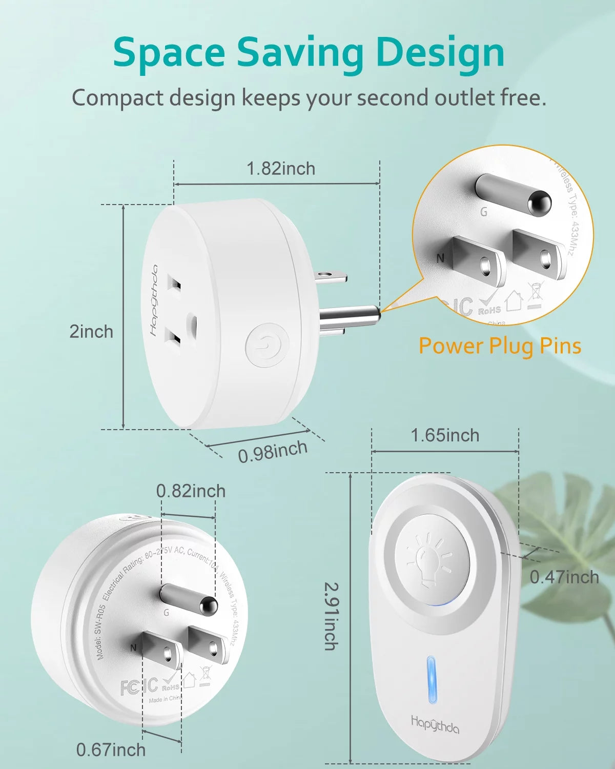 Wireless Remote Control Electrical Outlet Switch White F597