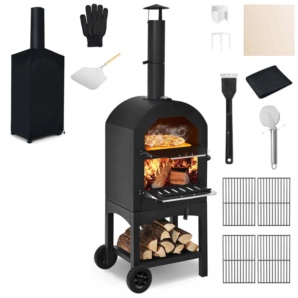 Outdoor Wood Fire Pizza Oven with Pizza Stone D400516