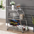 3-Tier Metal Mobile Bar Cart with Wheels & Wine Rack E839