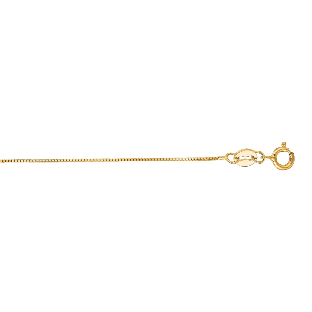 14k Solid Gold Yellow Box Chain Necklace 0.6 mm 13 inches F572