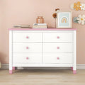 White Pink 6 Drawer Wooden Storage Dresser M8054