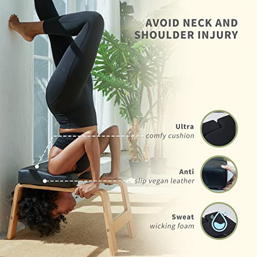 Black Yoga Headstand Bench with Wood and PU Pads K654
