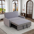Grey 3 in 1 Convertible Sleeper Sofa with Pullout Bed Flannel 2 Seater Futon Loveseat Couch Bed W755901