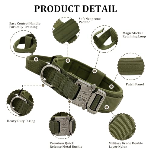 Nylon Adjustable Reflective Dog Collar with Handle and Heavy Duty Metal Buckle P254796