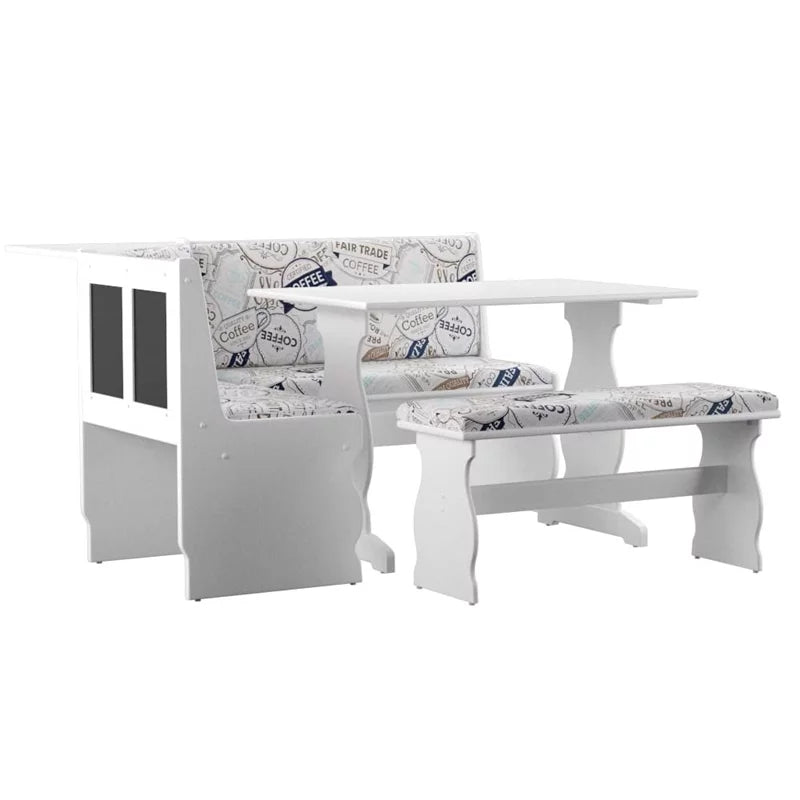 White Wood Corner Dining Set X4120