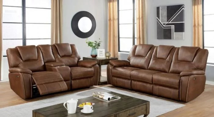 Brown Leatherette Recliner Sofa Set 2pcs M1729