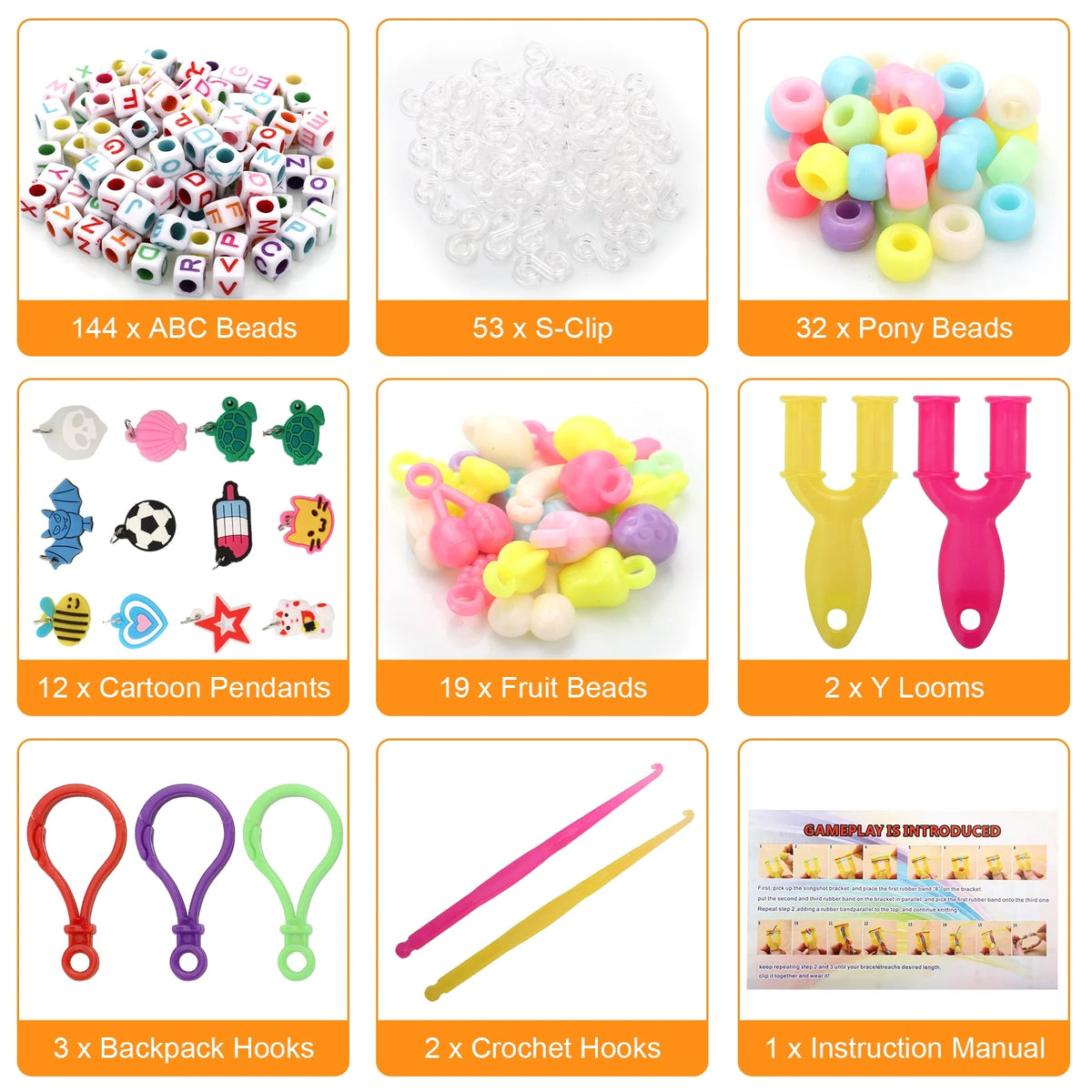 2069pcs Loom Bands Kit 28 Colors Rubber Bands Bracelets Making Kit with Accessory Y8178