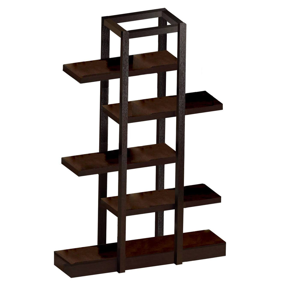 5-Shelf Zigzag Bookcase, Cappuccino F383
