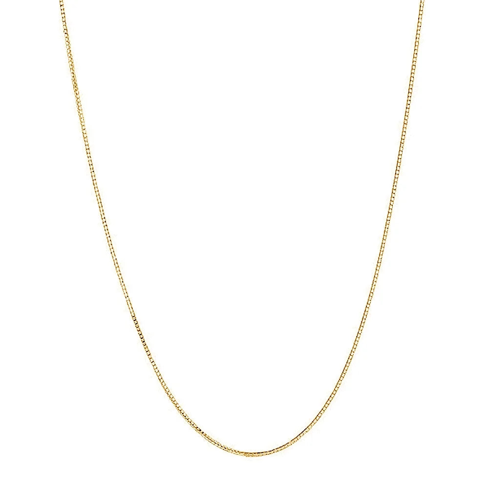 14k Solid Gold Yellow Box Chain Necklace 0.6 mm 13 inches F572