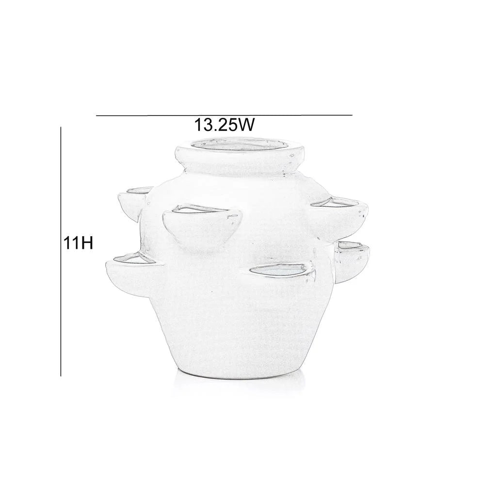 8 Pocket Ceramic Strawberry Planter in White P2582