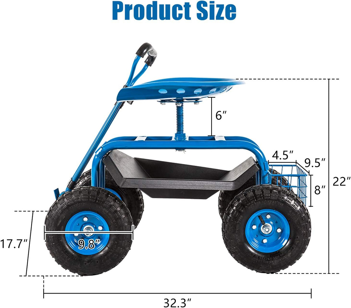 Heavy Duty Rolling Garden Cart with Extendable Steer Handle K5165