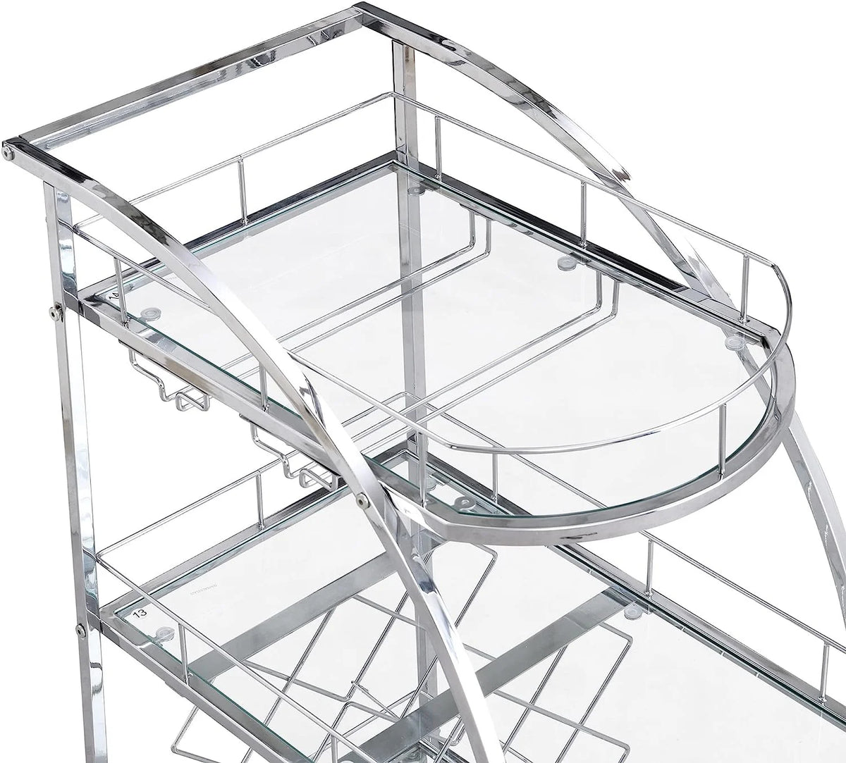 3-Tier Metal Mobile Bar Cart with Wheels & Wine Rack E839