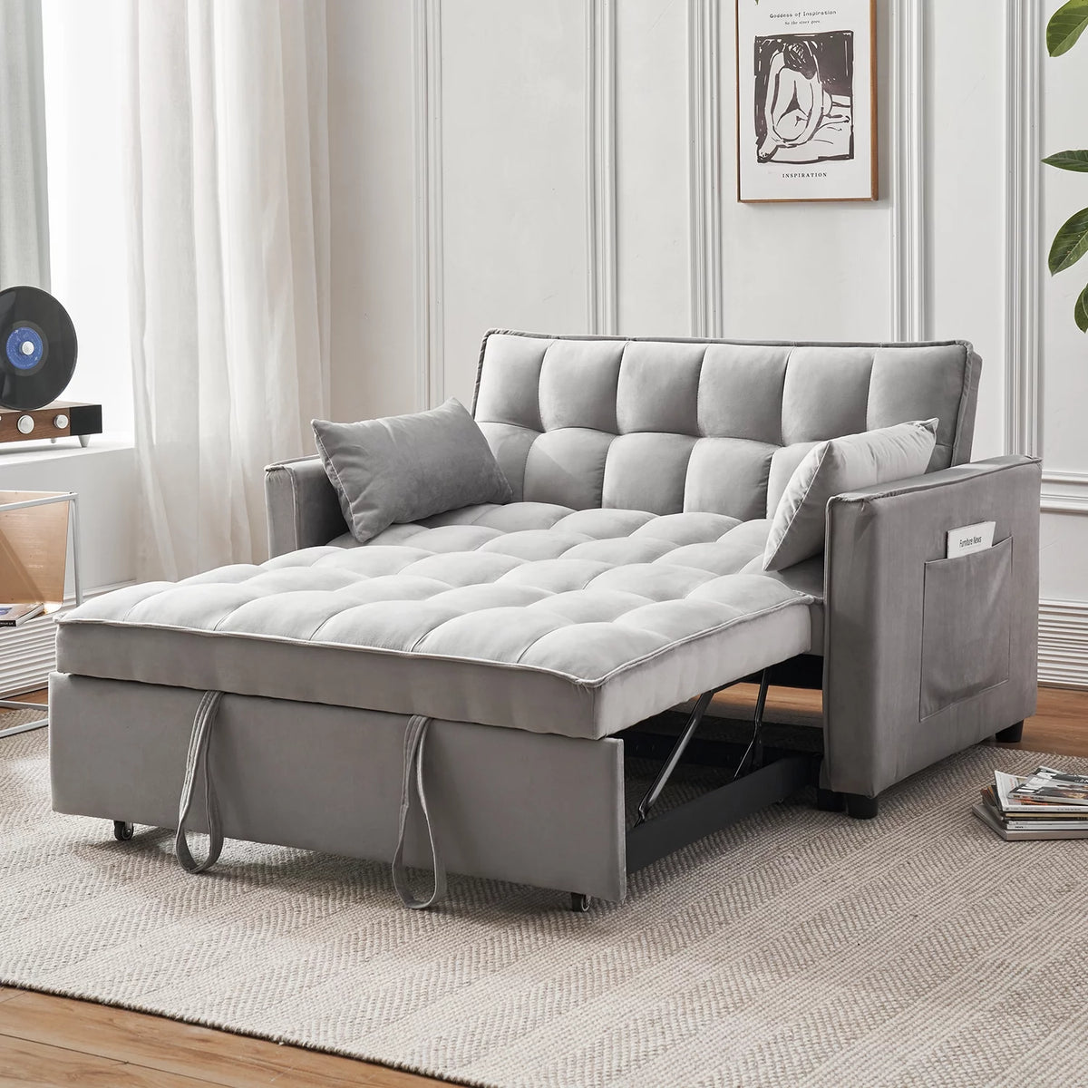 55.5'' Velvet Convertible Sleeper Sofa Bed N881773