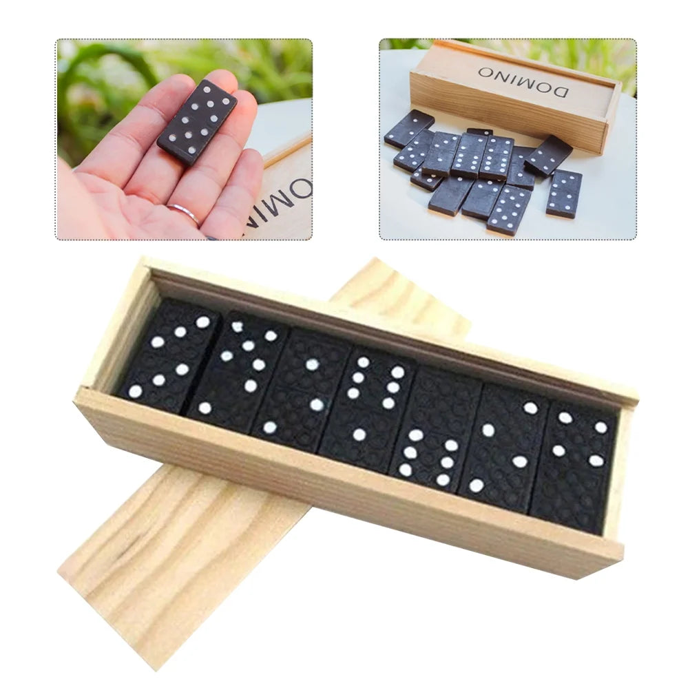 Black Wooden Domino Blocks Set Stacking Toy Blocks Board Games R42139