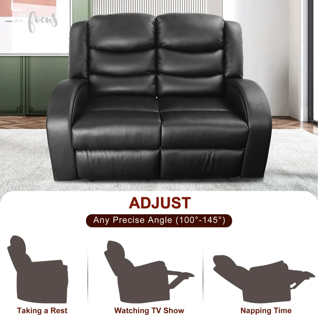Black Leather 3 Piece Reclining Sofa and Loveseat Set C576221