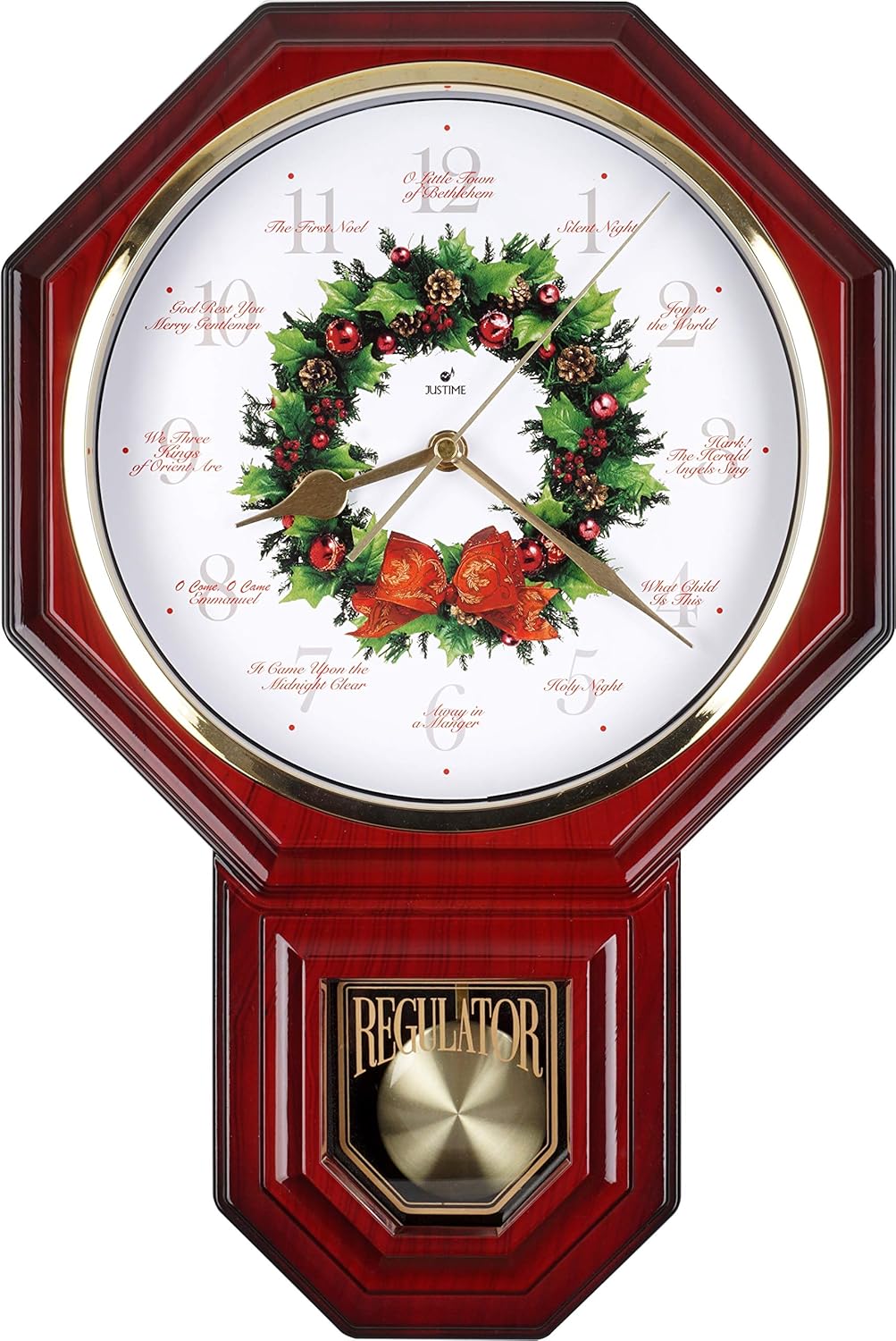 Red Mahogany Plastic Wall Clock J366