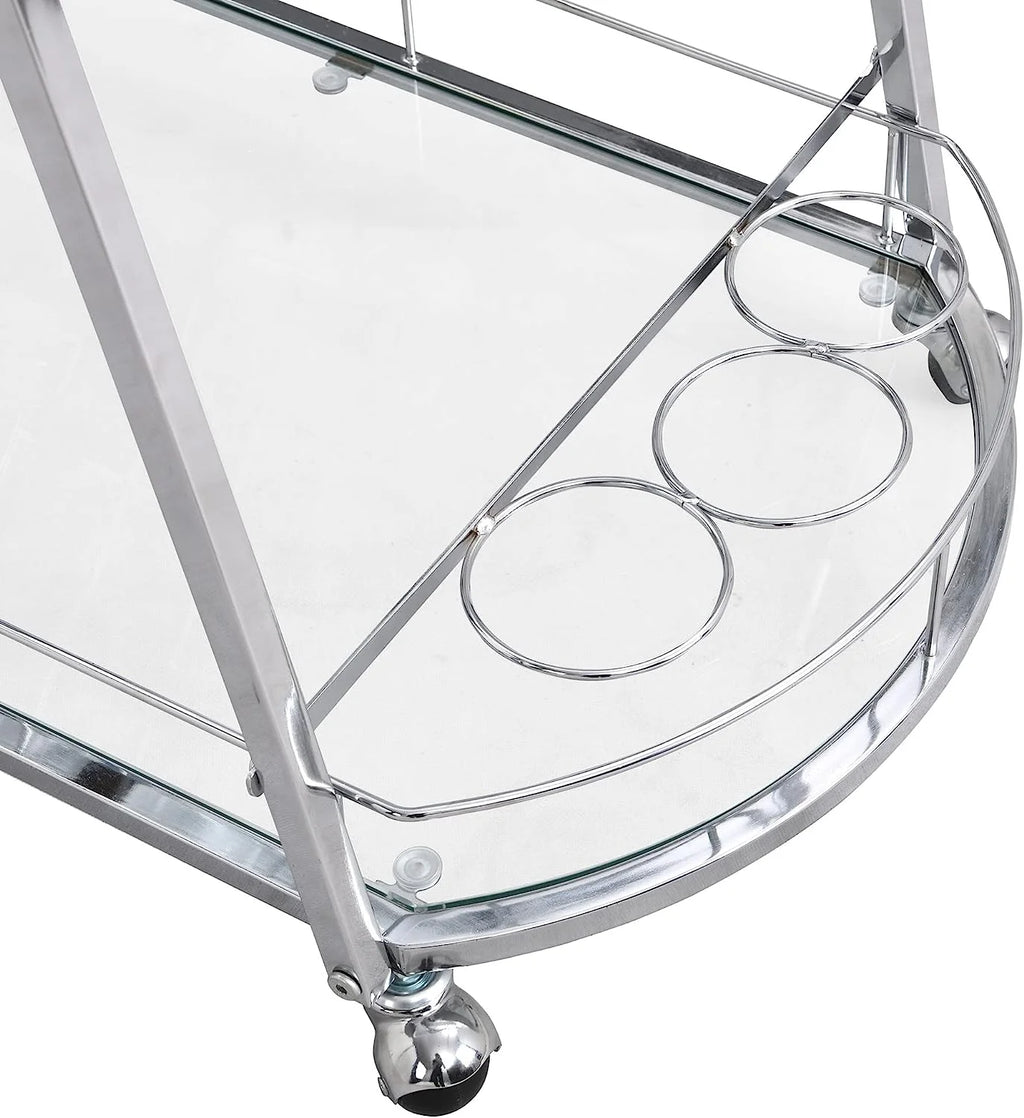 3-Tier Metal Mobile Bar Cart with Wheels & Wine Rack E839