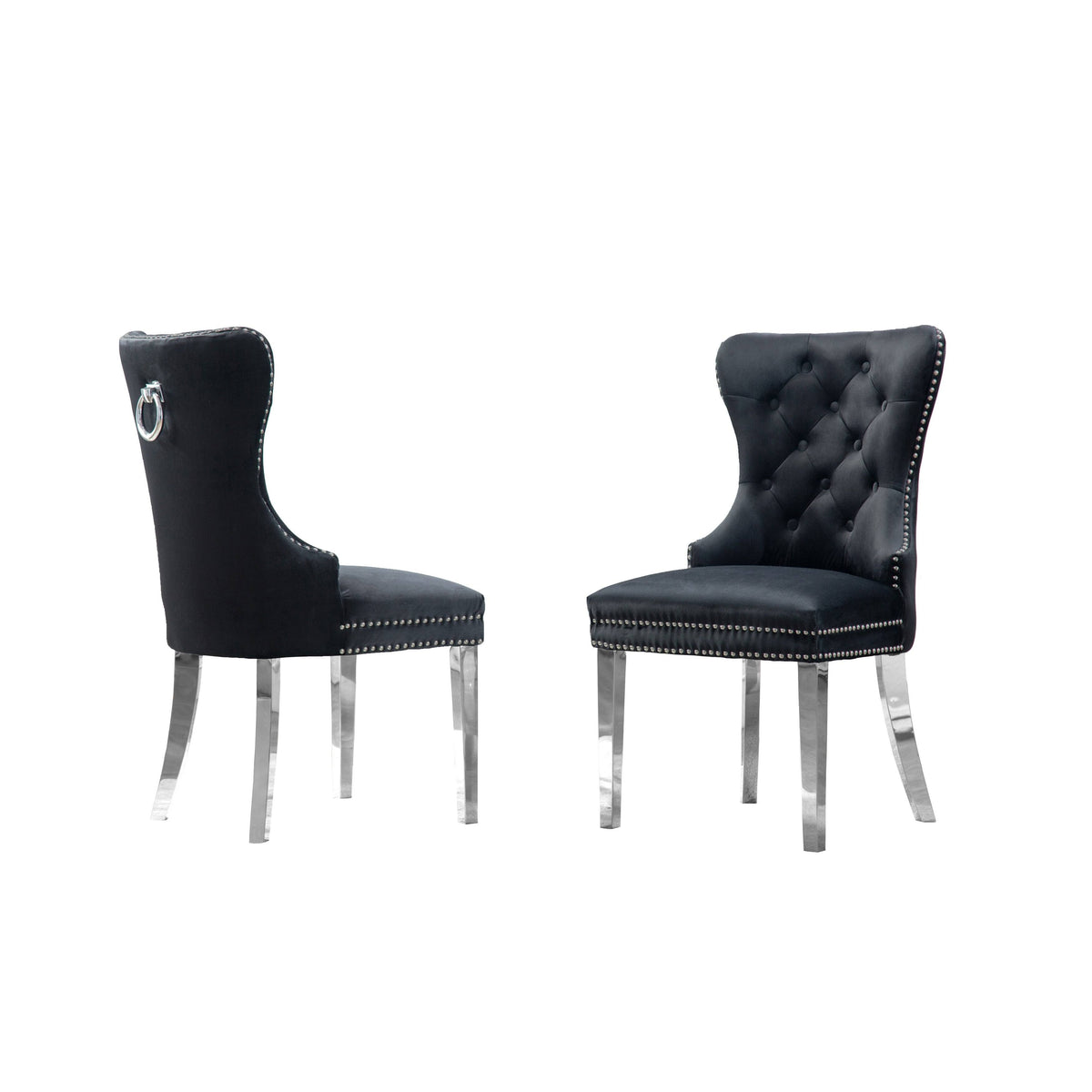 Navy Blue Button Tufted Dining Side Chair Set of 2 P237145
