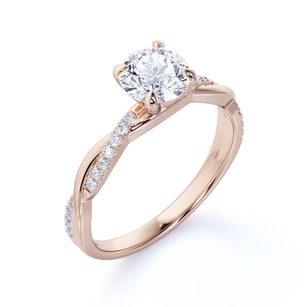 1 Carat Round Cut Moissanite Engagement Ring B4412