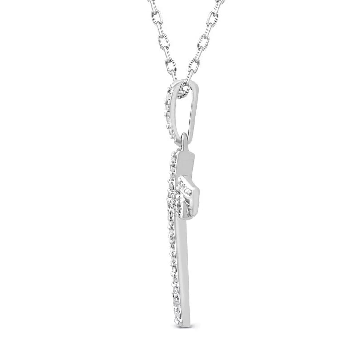 14K White Gold Holy Cross Necklace with Diamond Accents A872759
