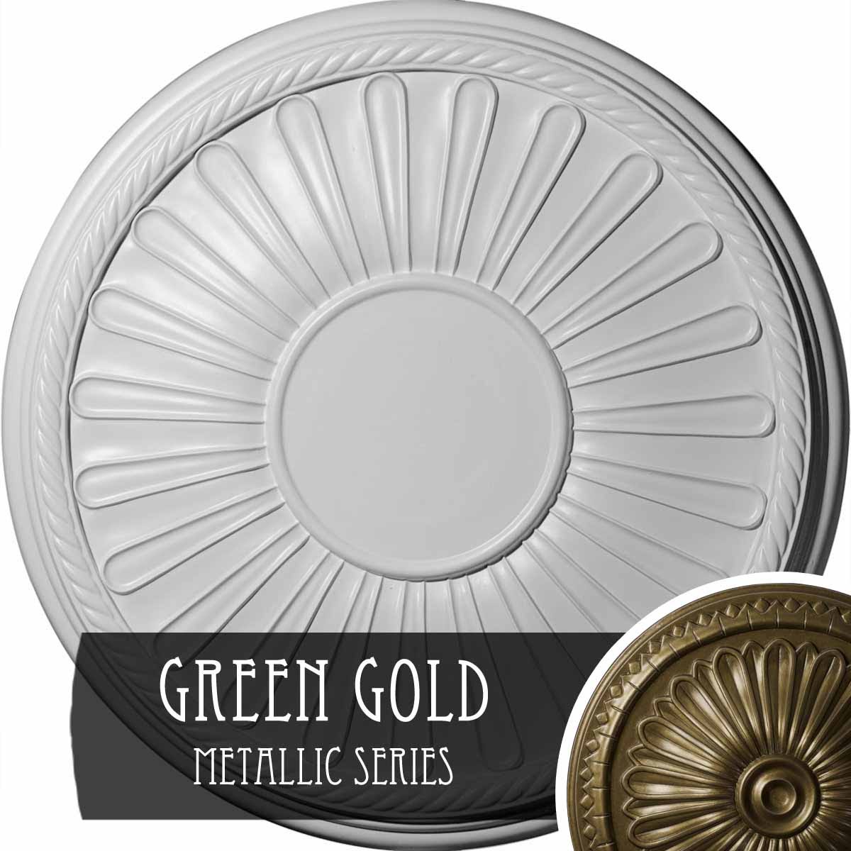 Green Gold Hand-Painted Ceiling Medallion Z36000