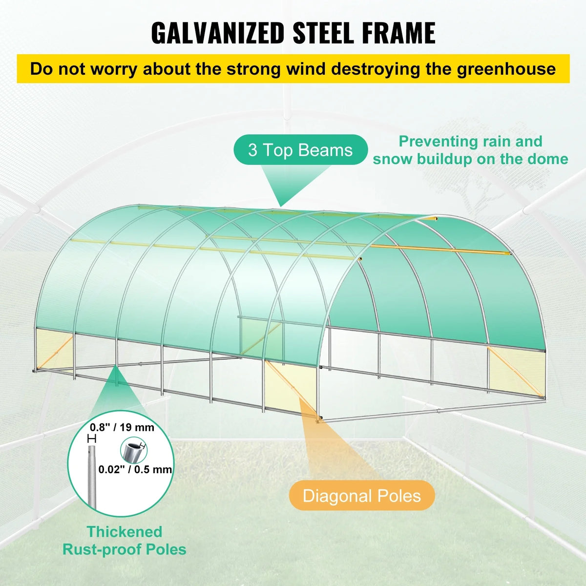 Walk-in Greenhouse Galvanized Frame G993