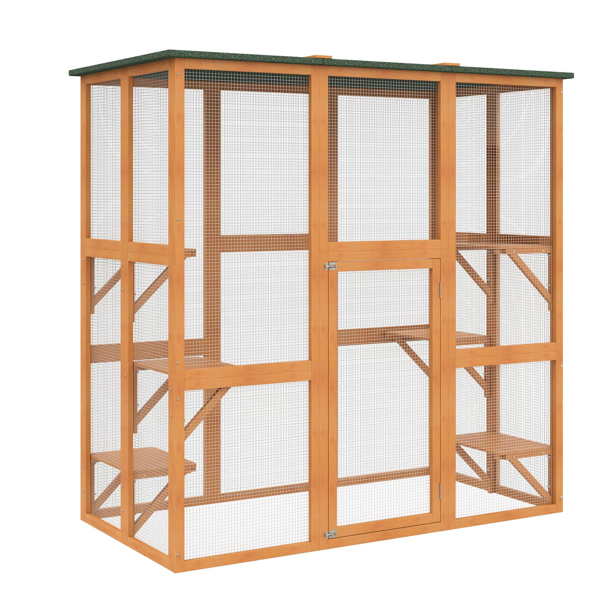 Outdoor Wooden Cat House Enclosure with 6 High Ledges Z64212