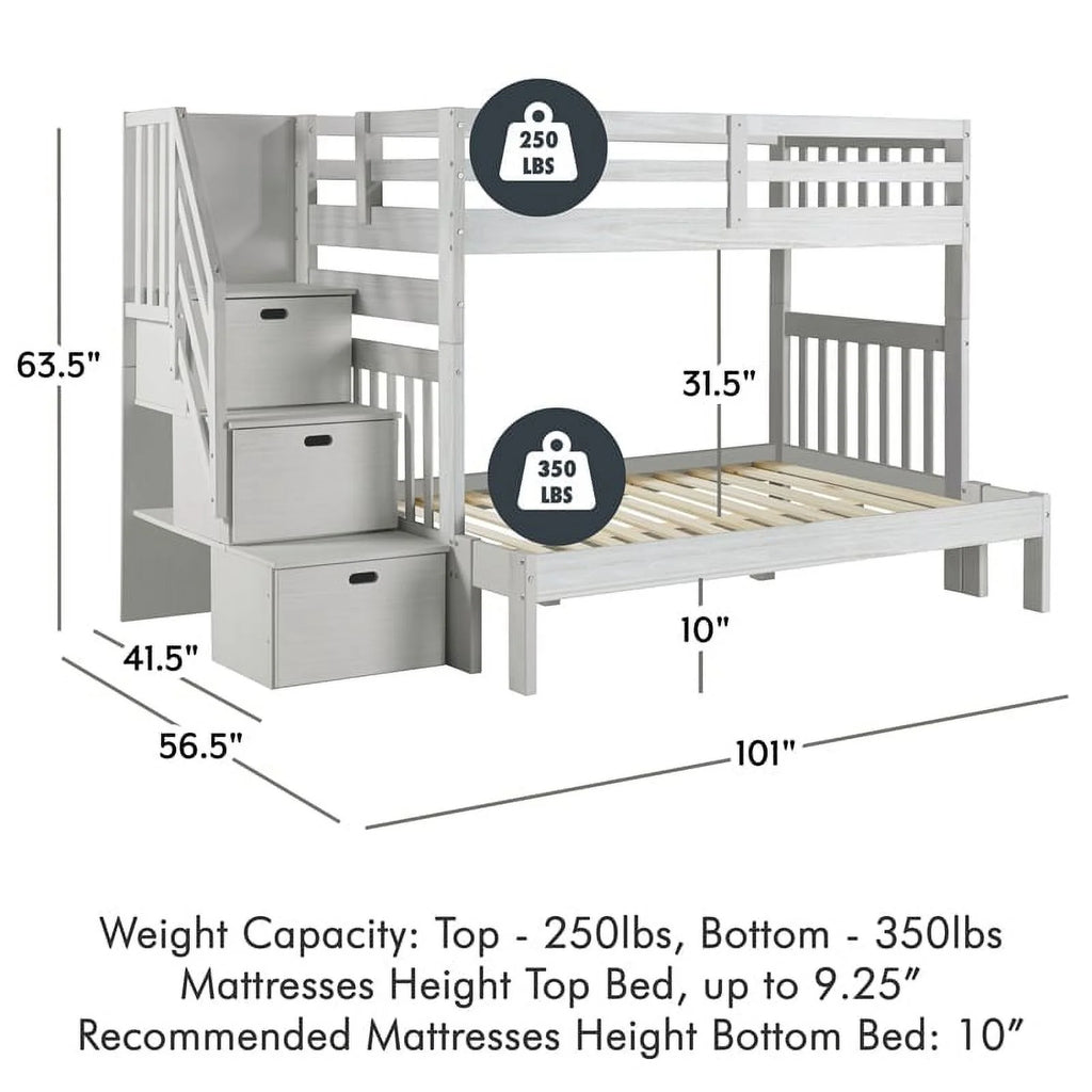 Twin-over-Full Wood Bunk Bed with Staircase G6621