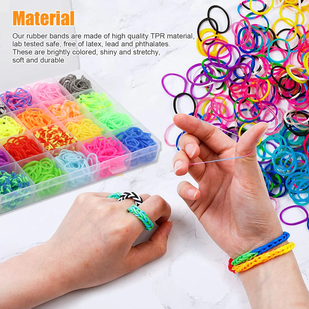 2069pcs Loom Bands Kit 28 Colors Rubber Bands Bracelets Making Kit with Accessory Y8178