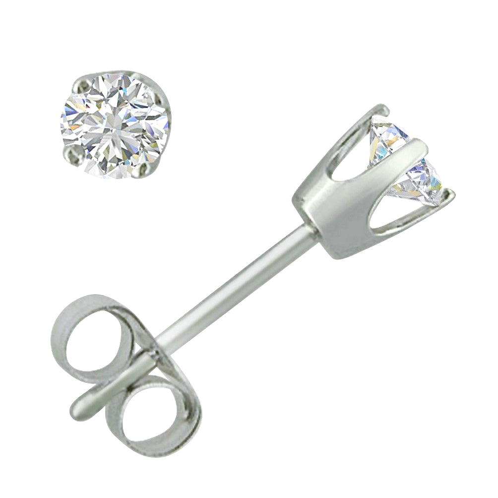 1/4ct TW Round Natural Diamond Stud Earrings in 14K White Gold Z8103
