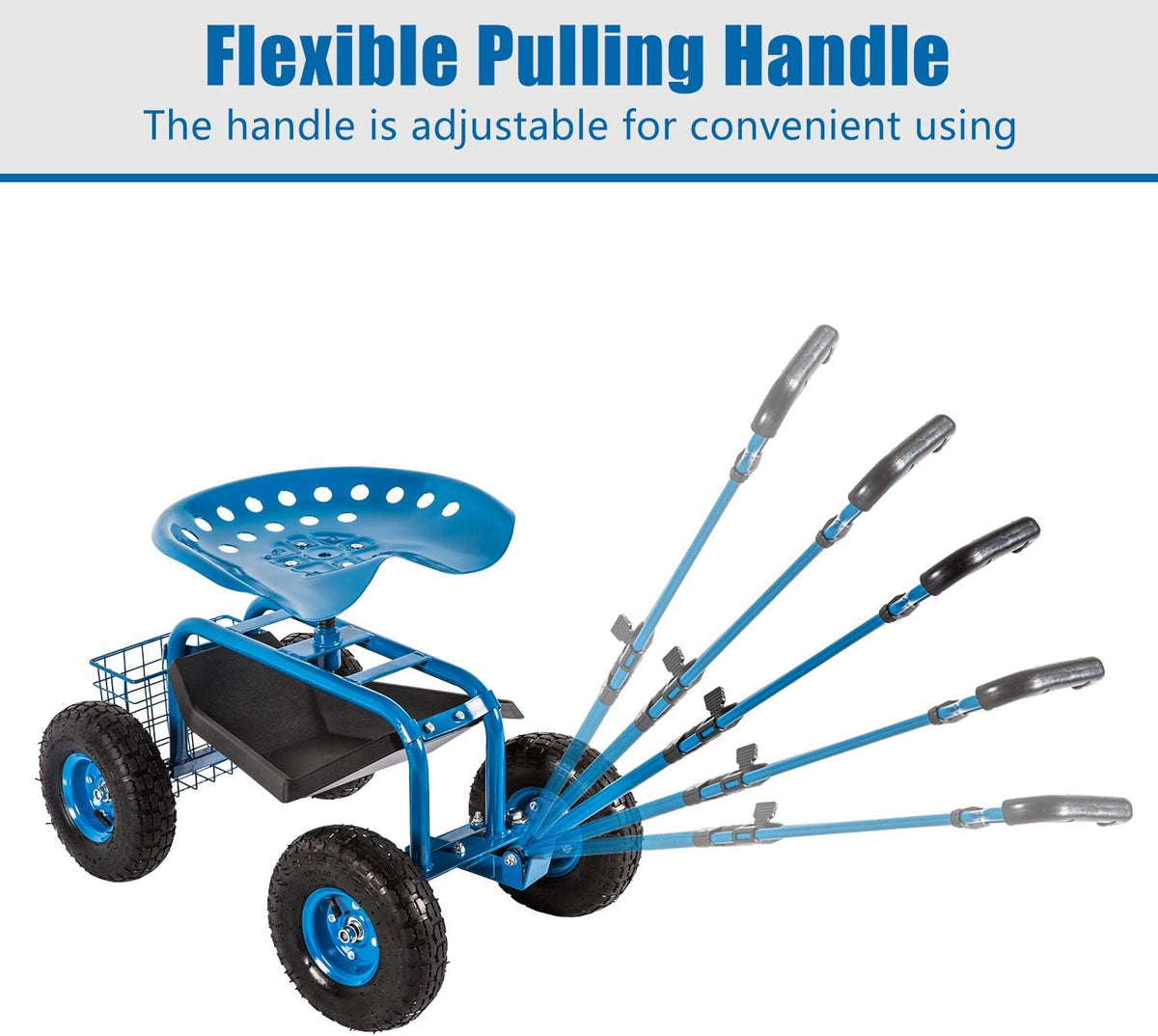 Heavy Duty Rolling Garden Cart with Extendable Steer Handle K5165