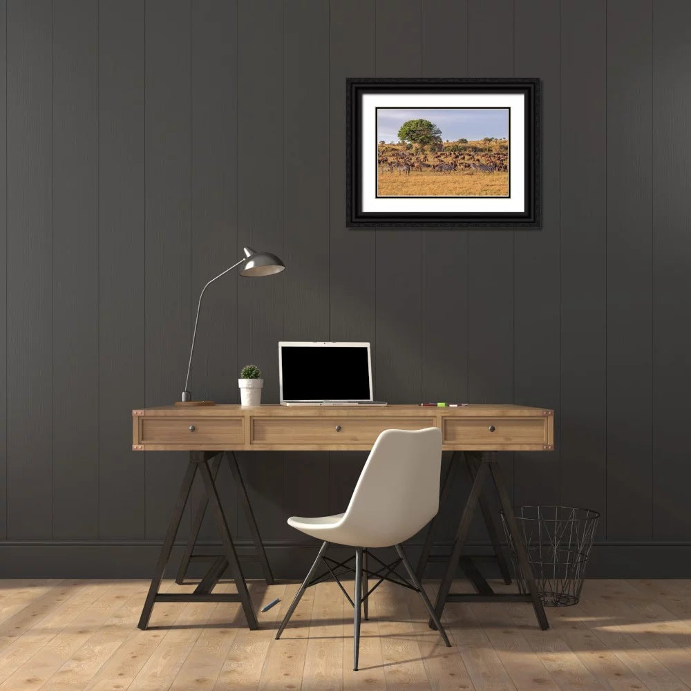 18x13 Black Ornate Wood Framed Art Print F290