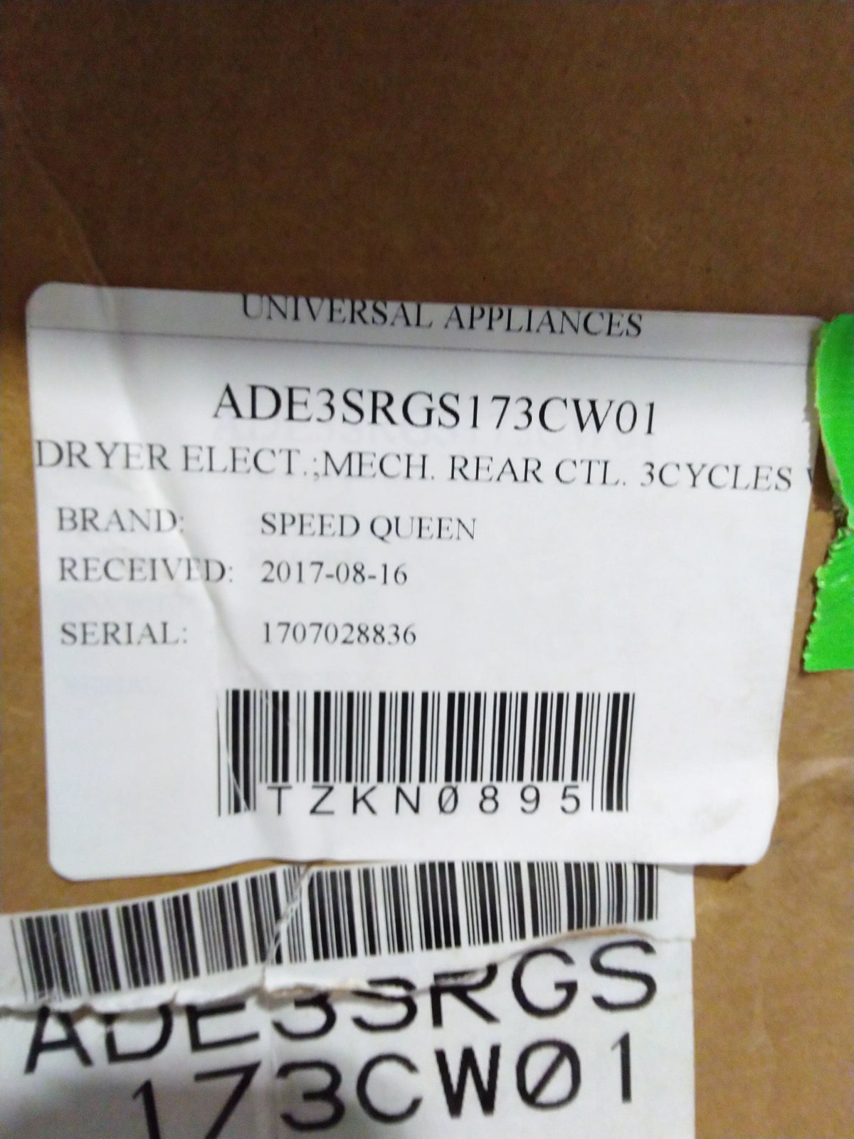 Speed Queen Dryer H440944
