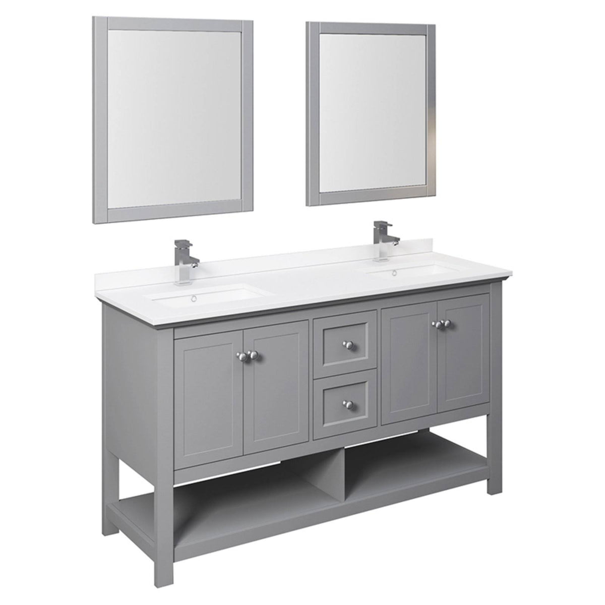 Gray Double Sink Bathroom Cabinet G157411