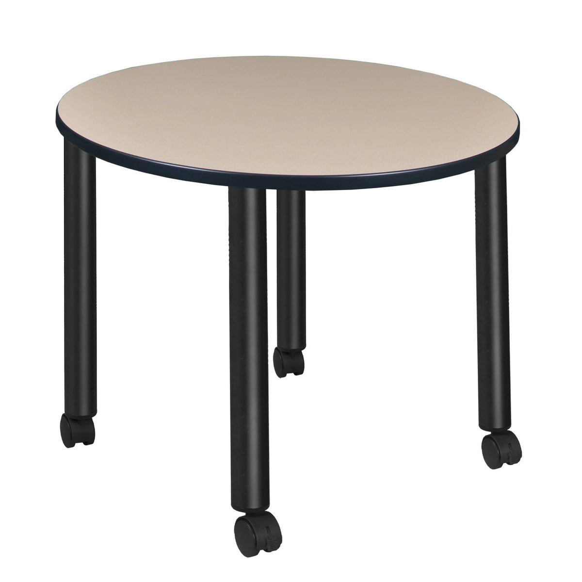 Beige/Black Round Mobile Breakroom Table G57005