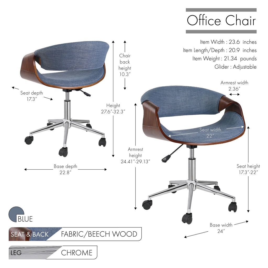 Blue Upholstered Adjustable Office Chair G9359