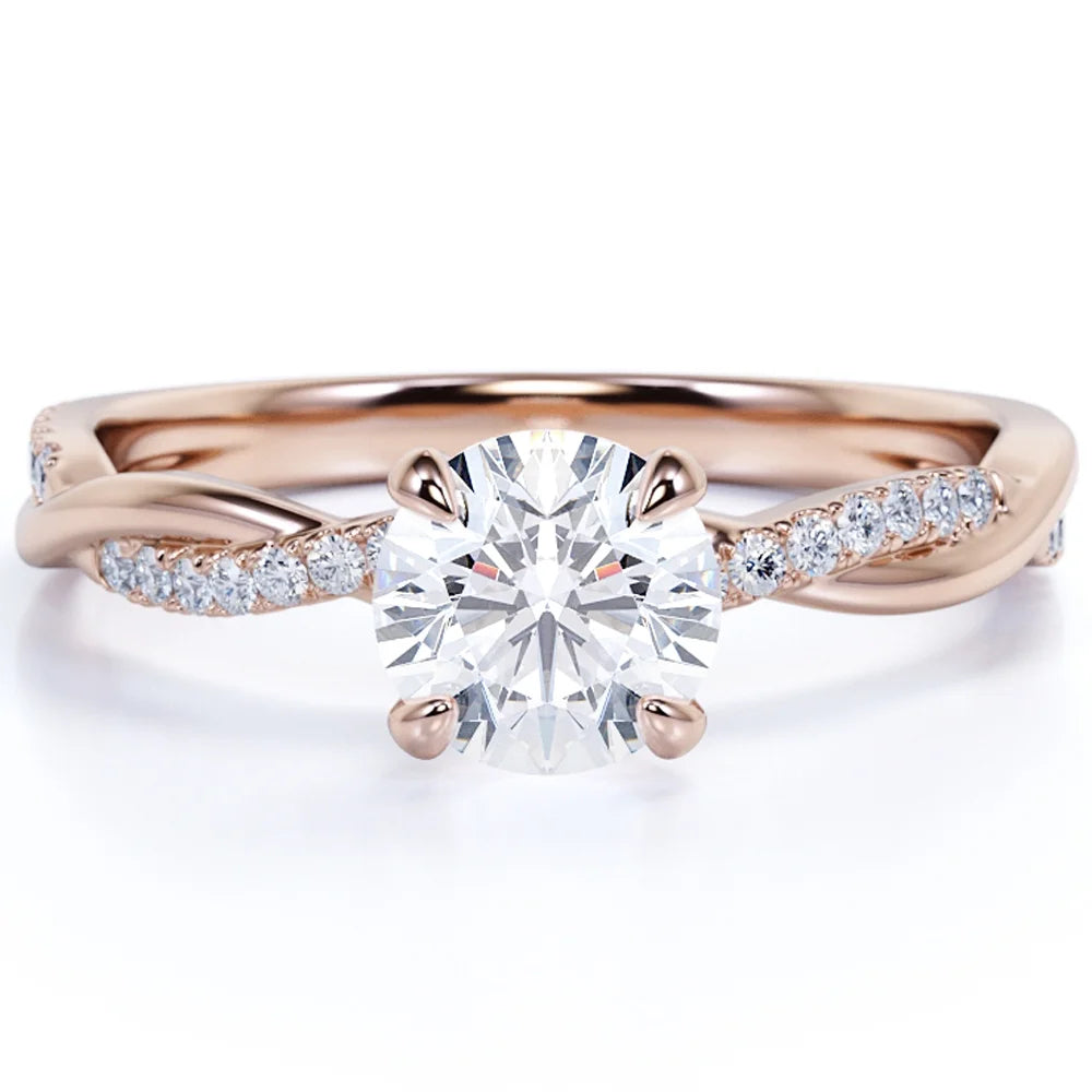 1 Carat Round Cut Moissanite Engagement Ring B4412