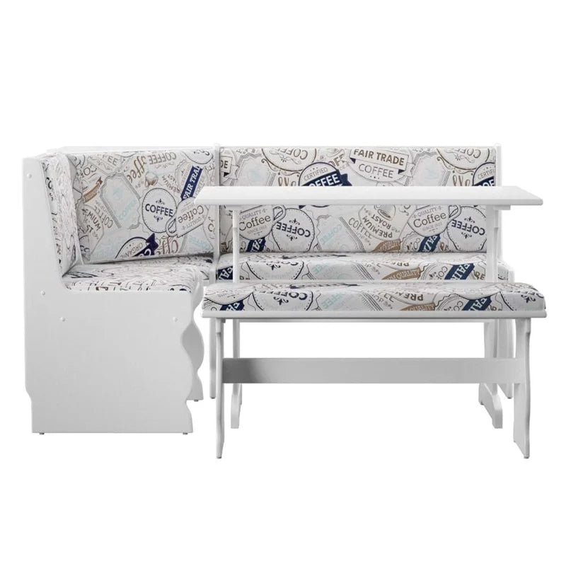 White Wood Corner Dining Set X4120